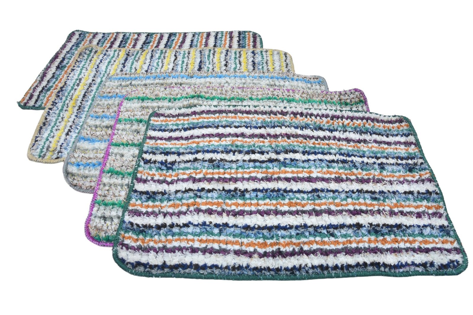 Fabric Striped Floor Mat Set (Pack of 2)