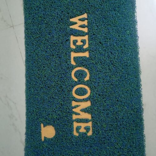 Blue PVC Welcome Textured Doormat (Pack of 2)