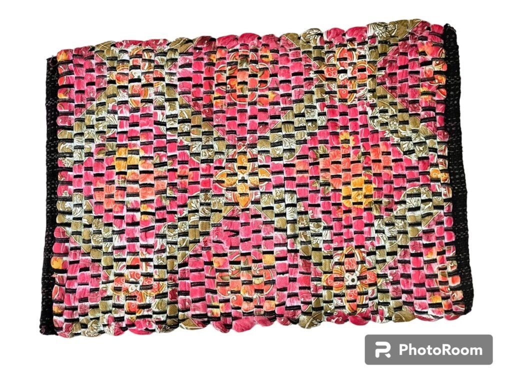 Fabric Braided Multicolor Pattern Area Rug (Pack of 2)