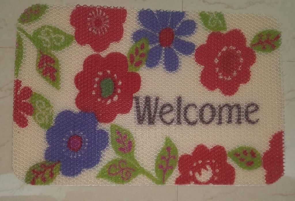 Floral Welcome Print Rectangular Doormat