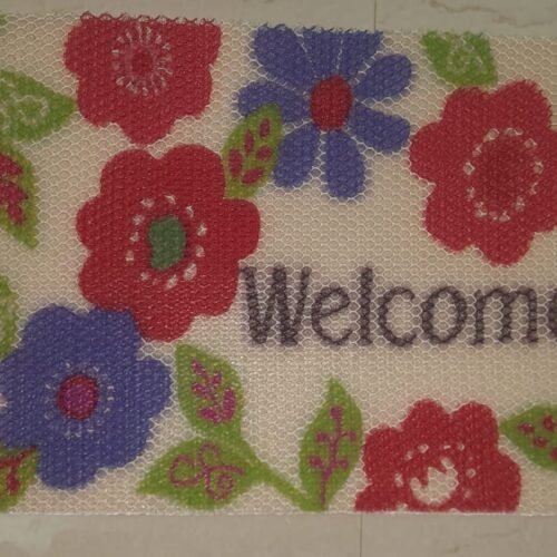 Floral Welcome Print Rectangular Doormat