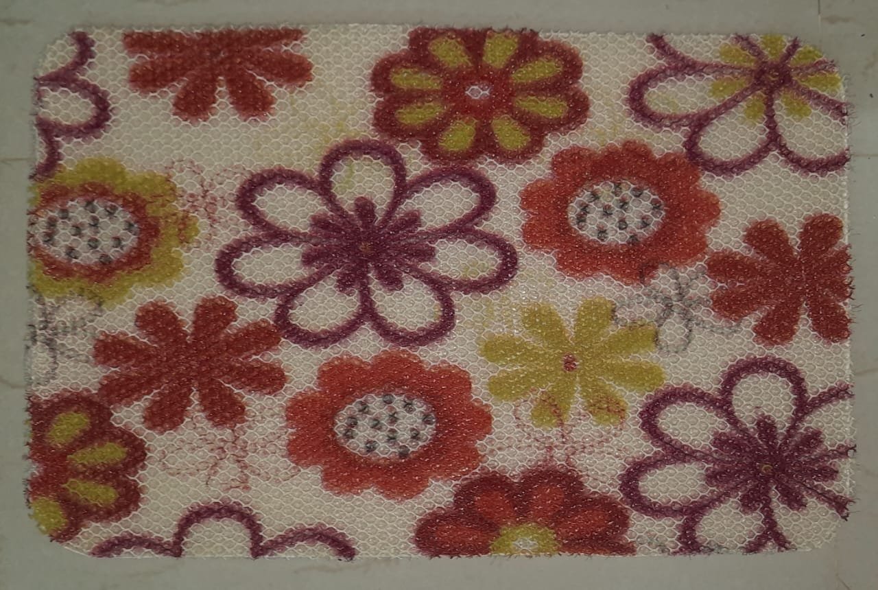 Multicolour Floral Embroidered Mesh Fabric