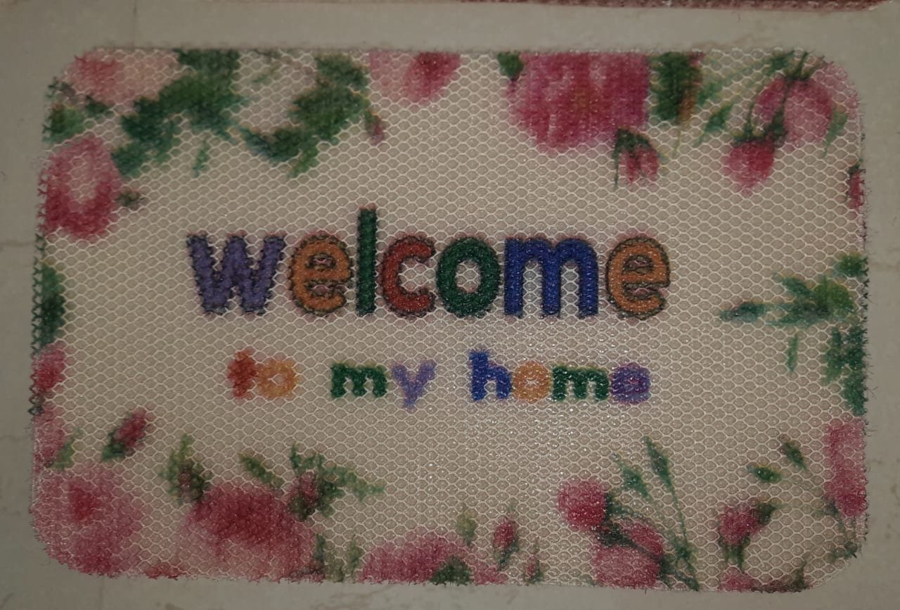 Textured Welcome Floral Print Doormat (Pack of 2)