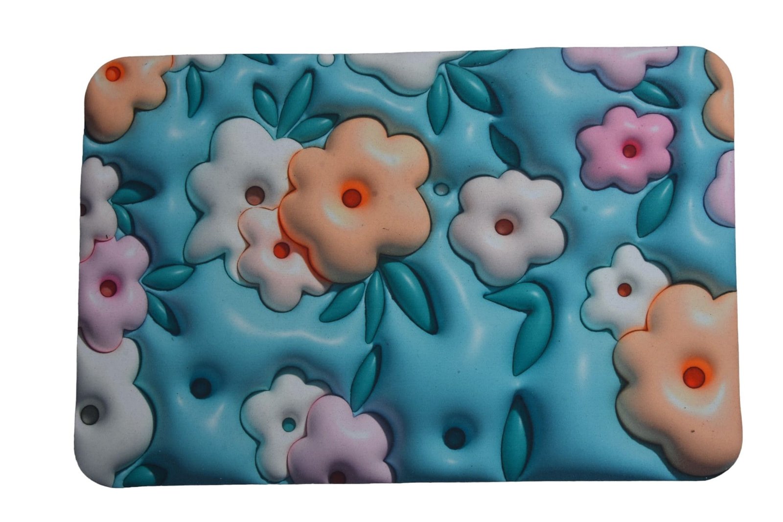 Floral Print Rectangular Floor Mat