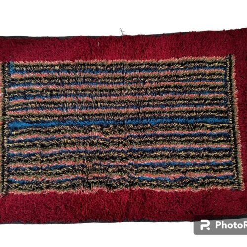 Maroon Textured Abstract Pattern Doormat (Pack of 2)
