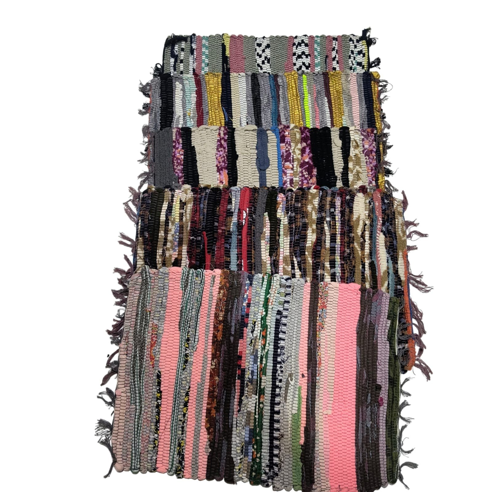 Fabric Multicolor Striped Area Rug