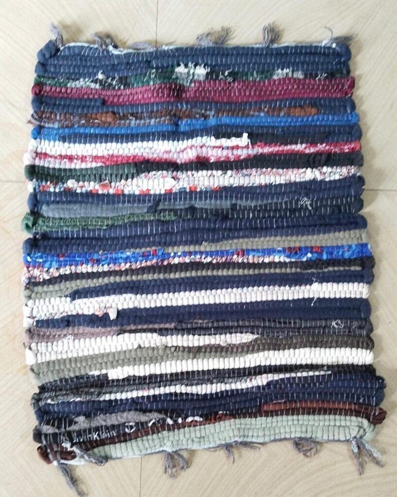 Fabric Multicolor Striped Area Rug