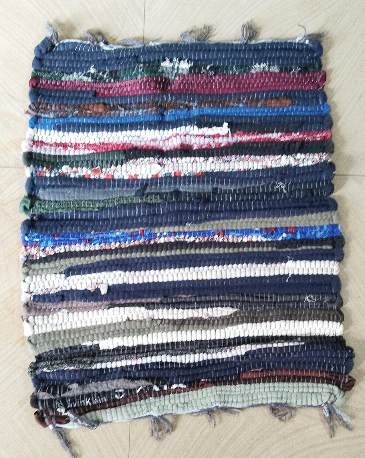 Fabric Multicolor Striped Area Rug