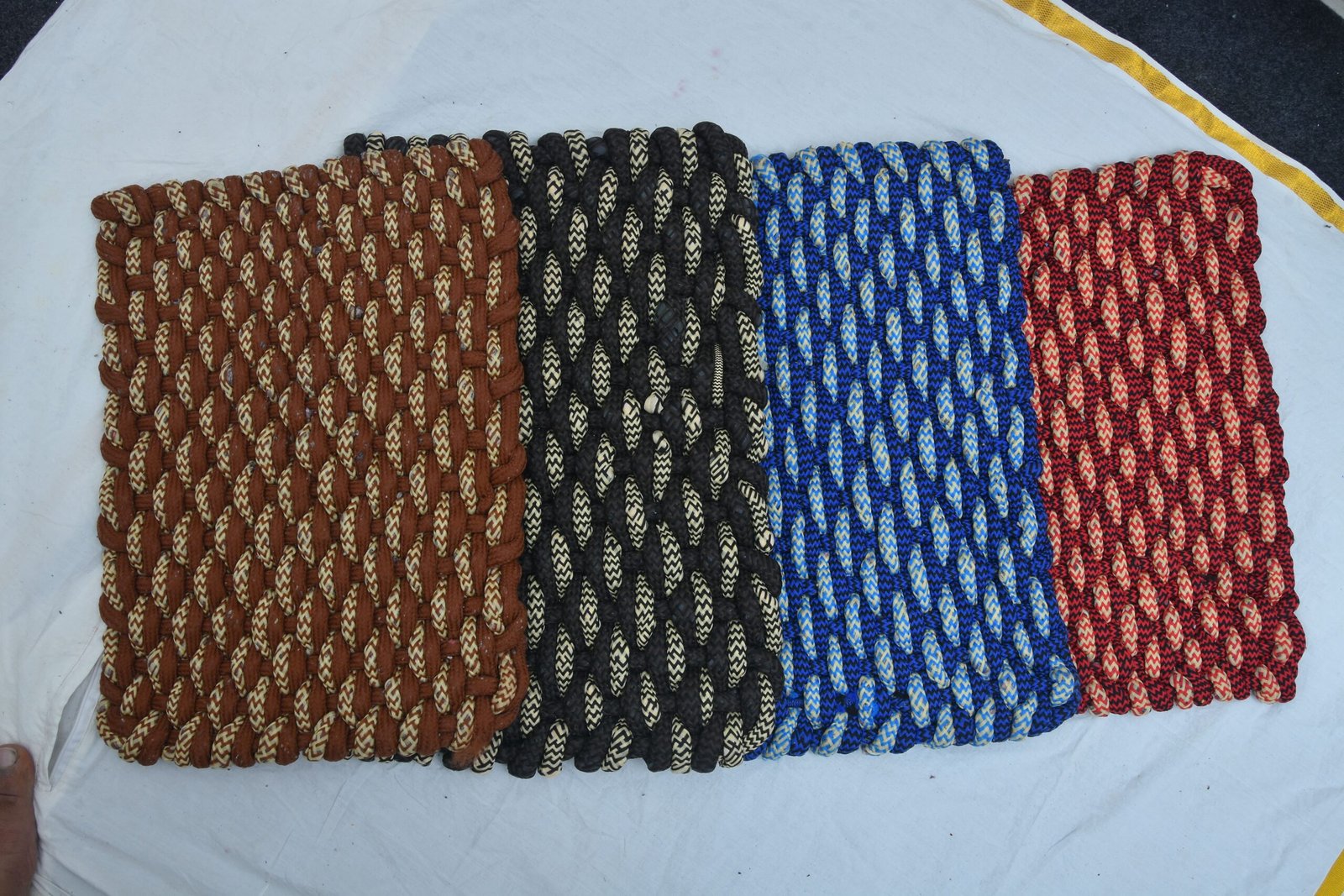 Braided Multicolour Textured Doormat (Pack of 3)