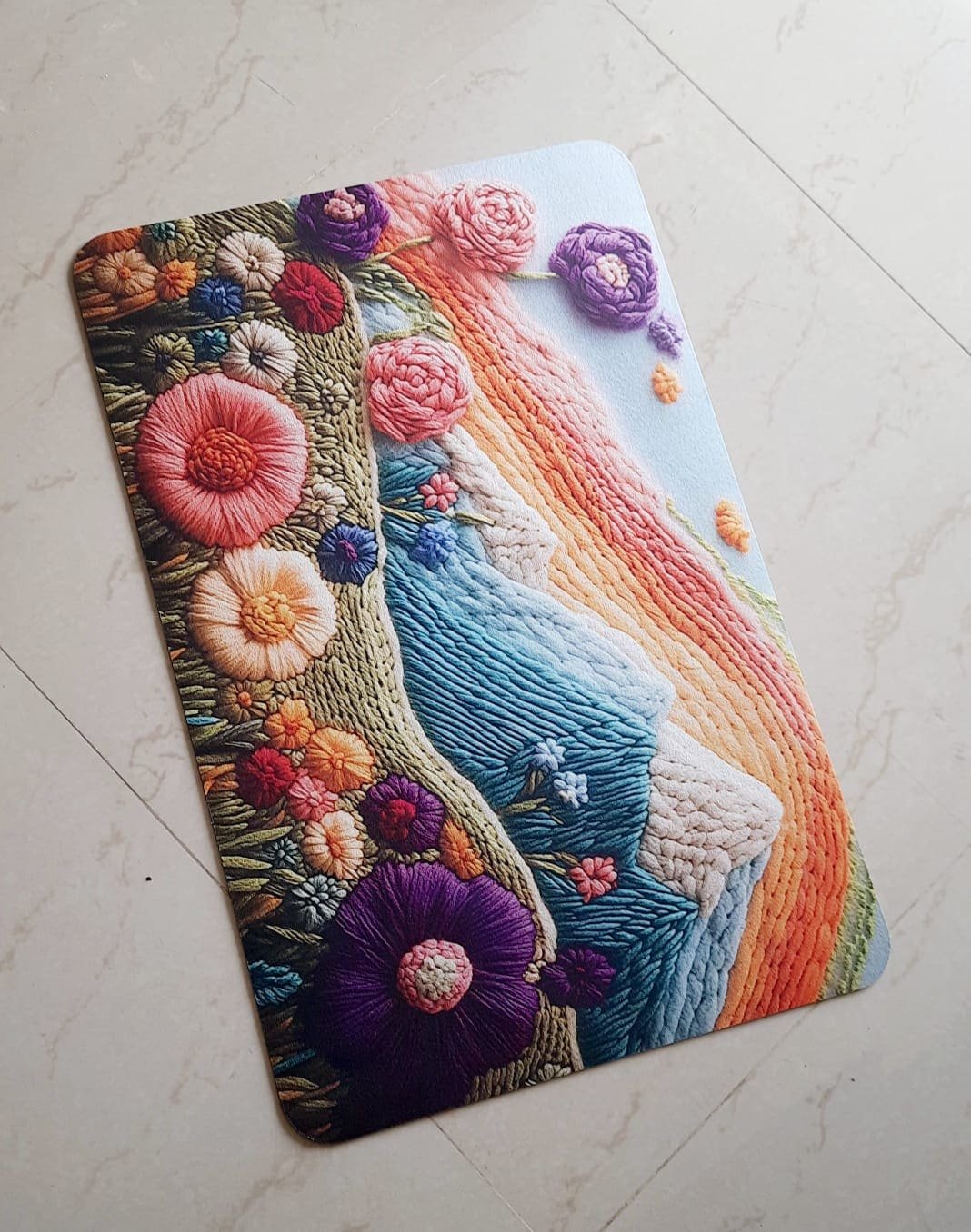 Multicolour Textured Floral Pattern Decorative Rug (Pack of 2)