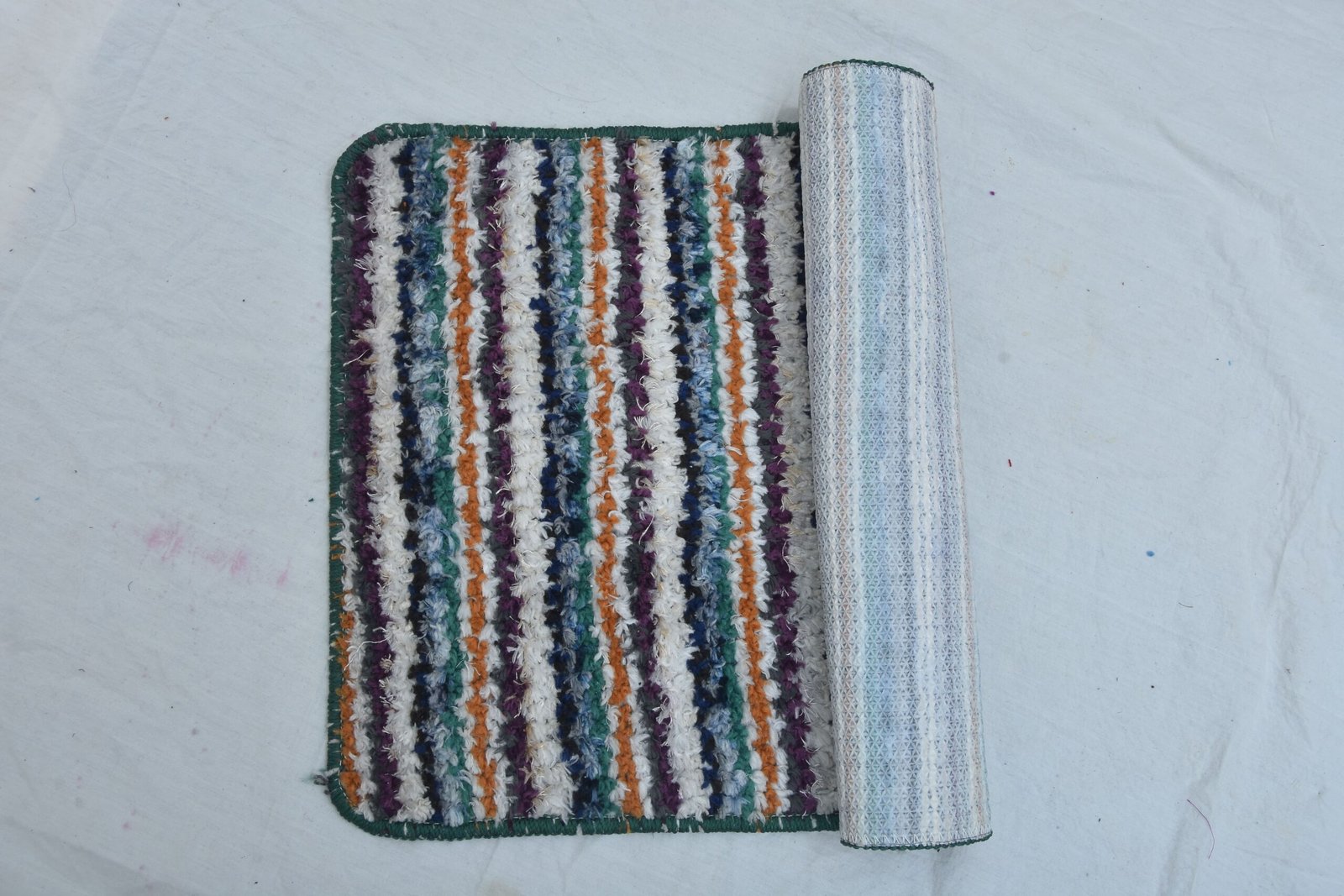 Fabric Striped Floor Mat Set (Pack of 2)