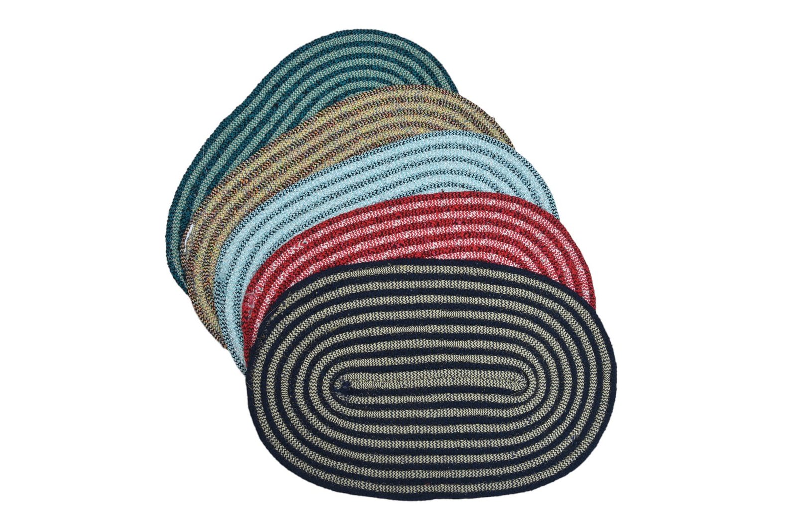 Teal Braided Oval Area Rug (Pack of 2)