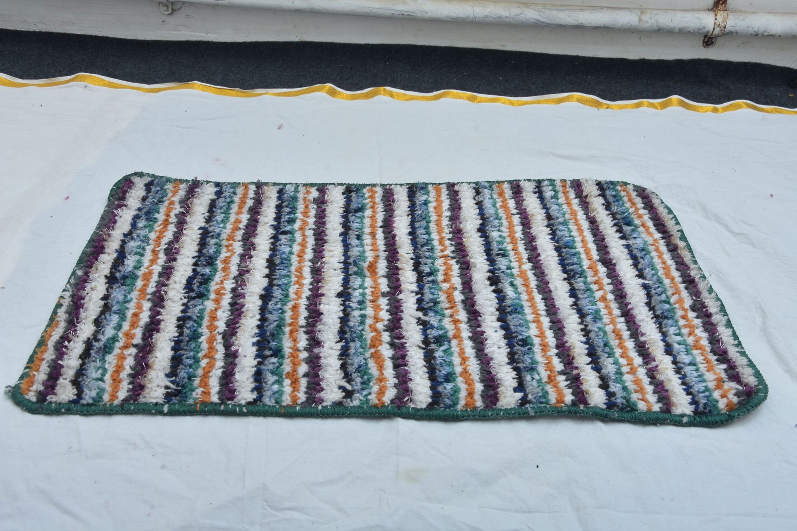 Fabric Striped Floor Mat Set (Pack of 2)