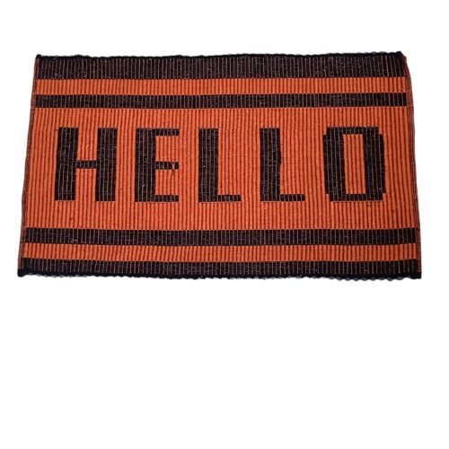 Woven Striped Hello Doormat (Pack of 2)