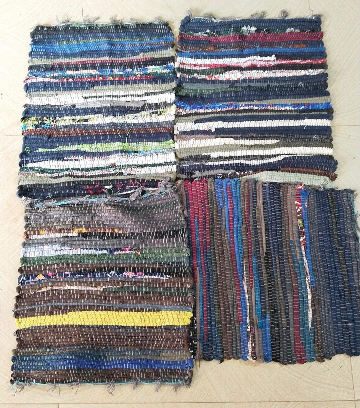 Fabric Multicolor Striped Area Rug