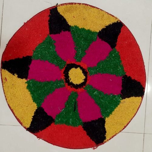 Tufted Geometric Pattern Round Rug