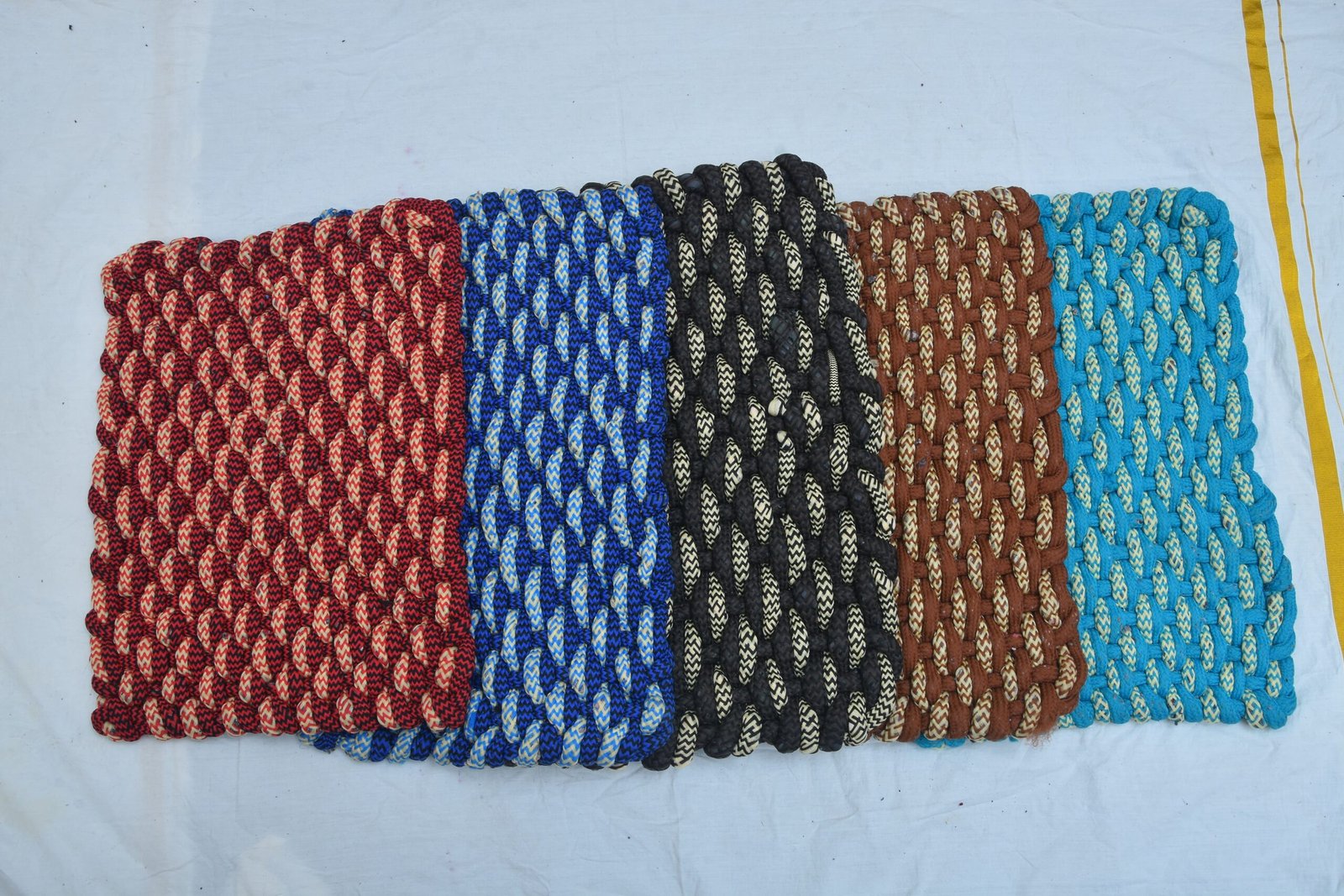 Braided Multicolour Textured Doormat (Pack of 3)