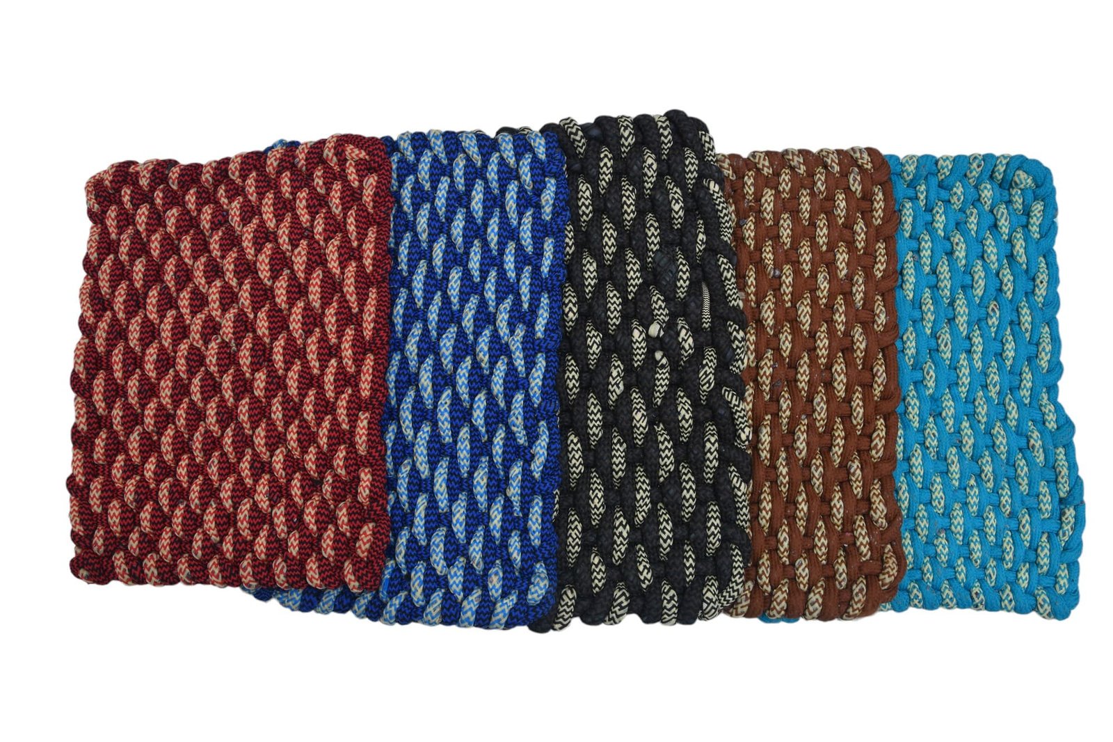 Braided Multicolour Textured Doormat (Pack of 3)