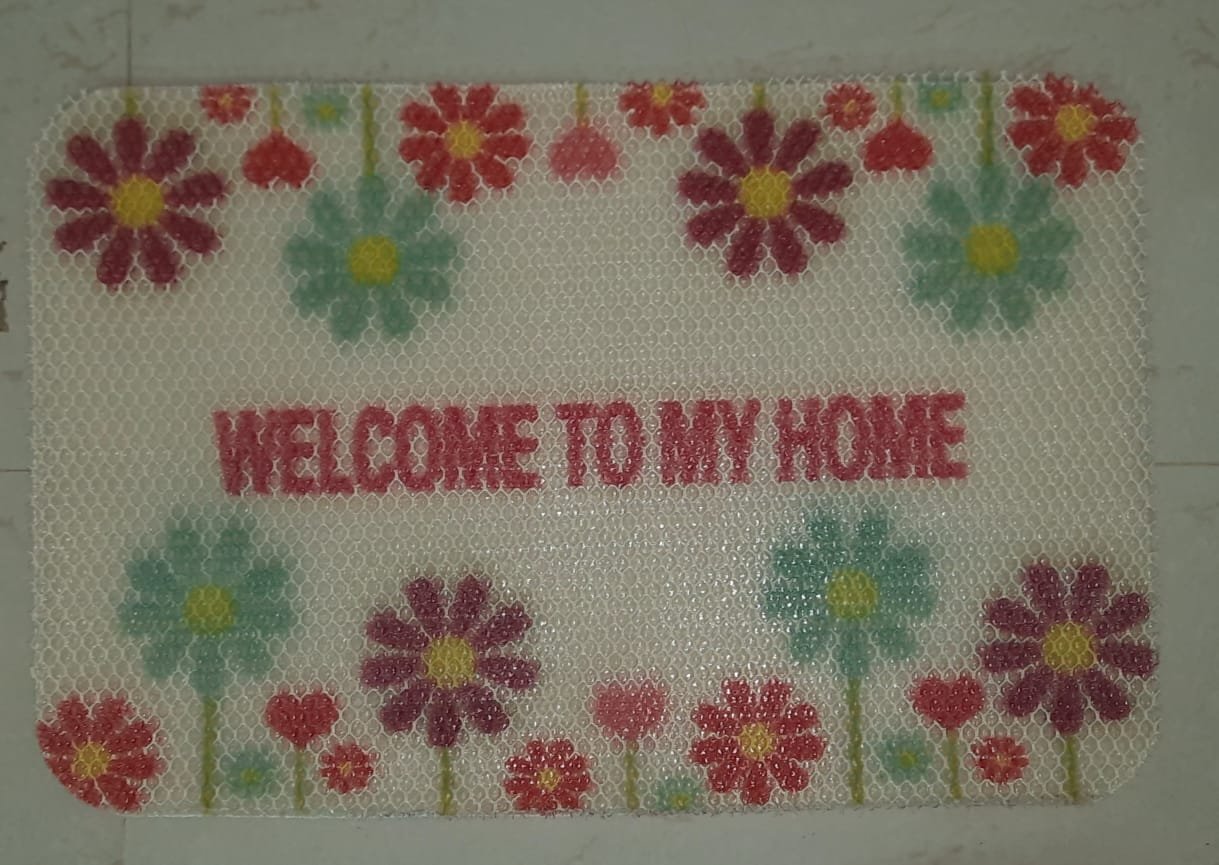 Mesh Floral Welcome Print Doormat