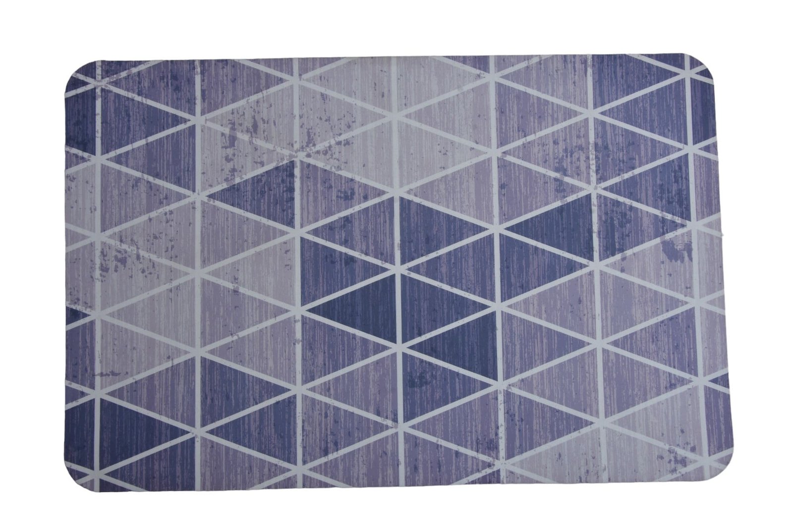 Blue Grey Geometric Print Rectangular Doormat
