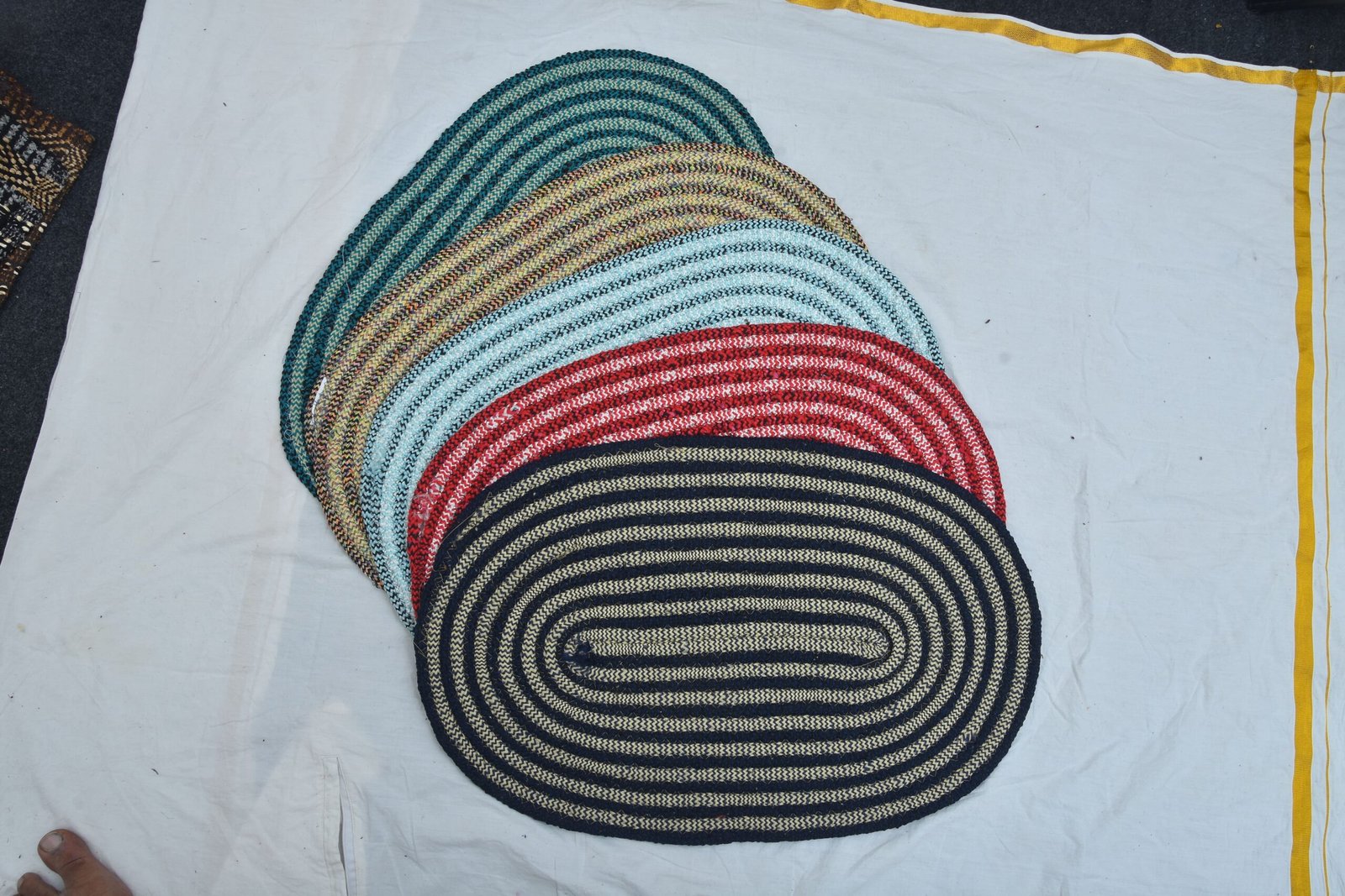 Teal Braided Oval Area Rug (Pack of 2)
