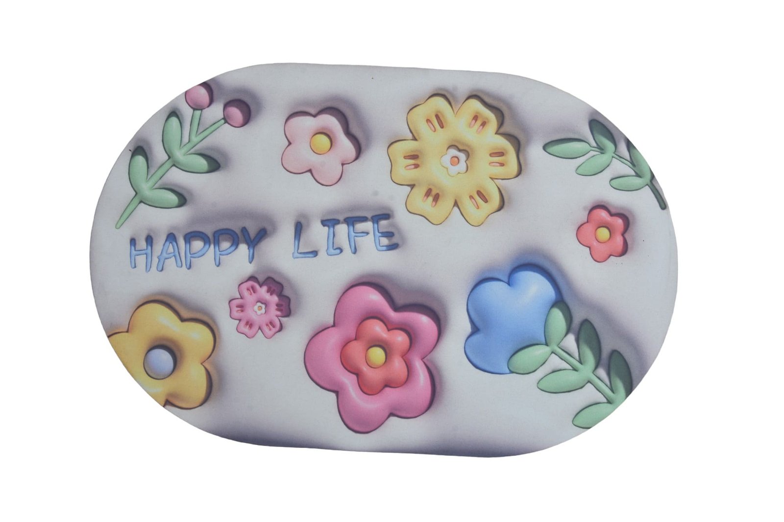Floral Print Oval Decorative Plaque
