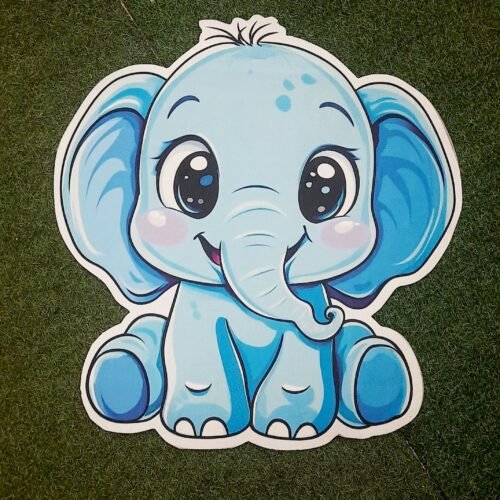 Cartoon Elephant Print Decorative Floor Mat