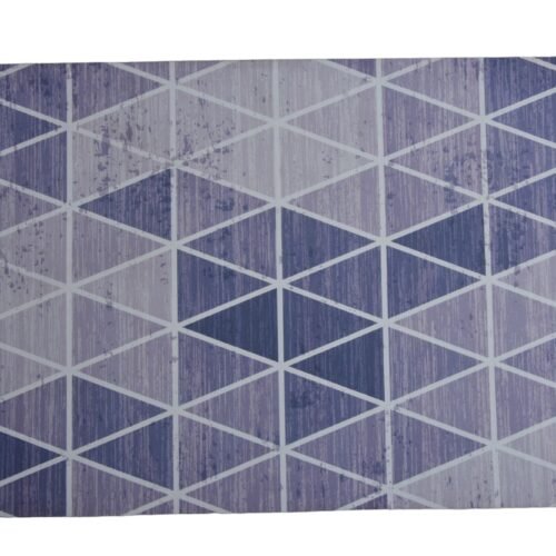 Blue Grey Geometric Print Rectangular Doormat