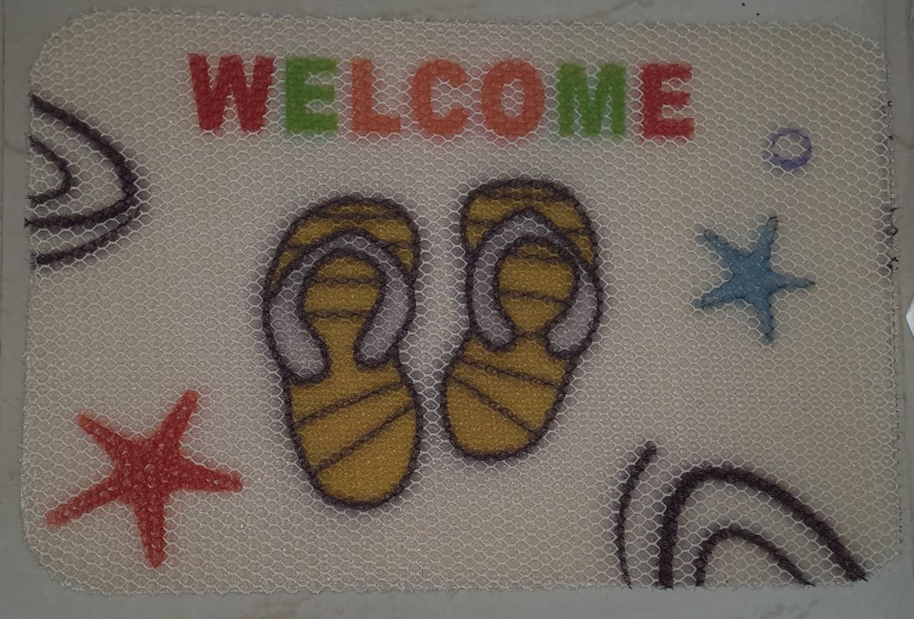 Textured Welcome Flip Flop Print Doormat