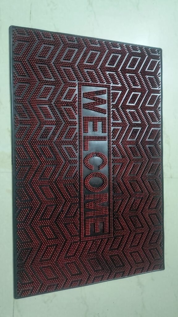 Rubber Welcome Geometric Pattern Doormat (Pack of 2)