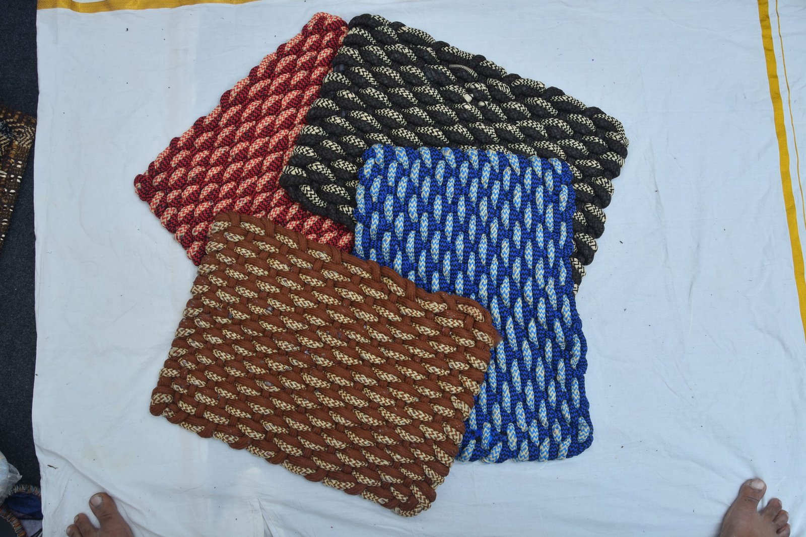 Braided Multicolour Textured Doormat (Pack of 3)