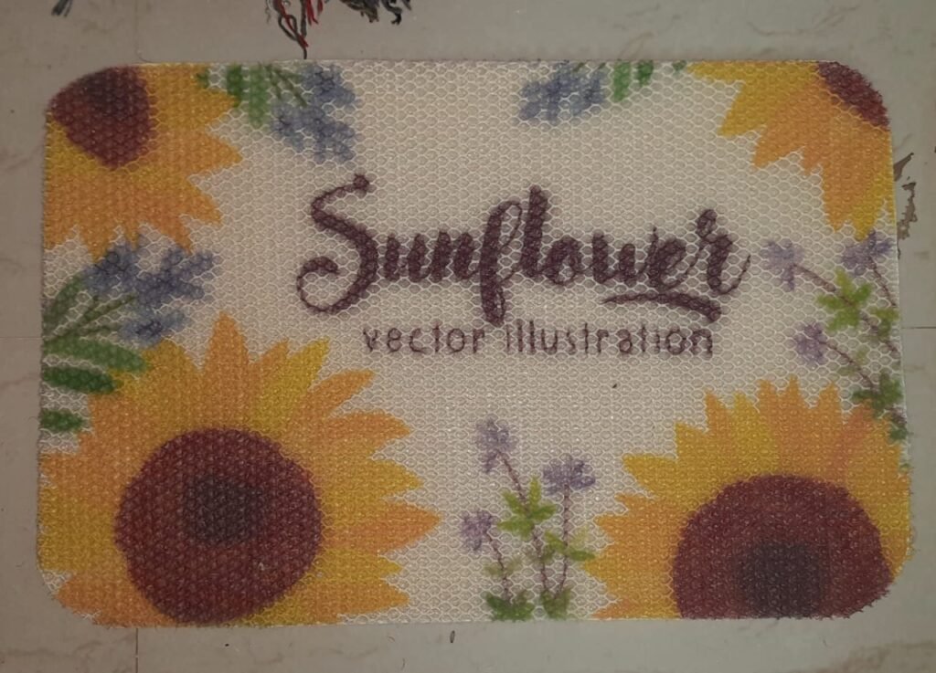 Floral Sunflower Print Rectangular Doormat