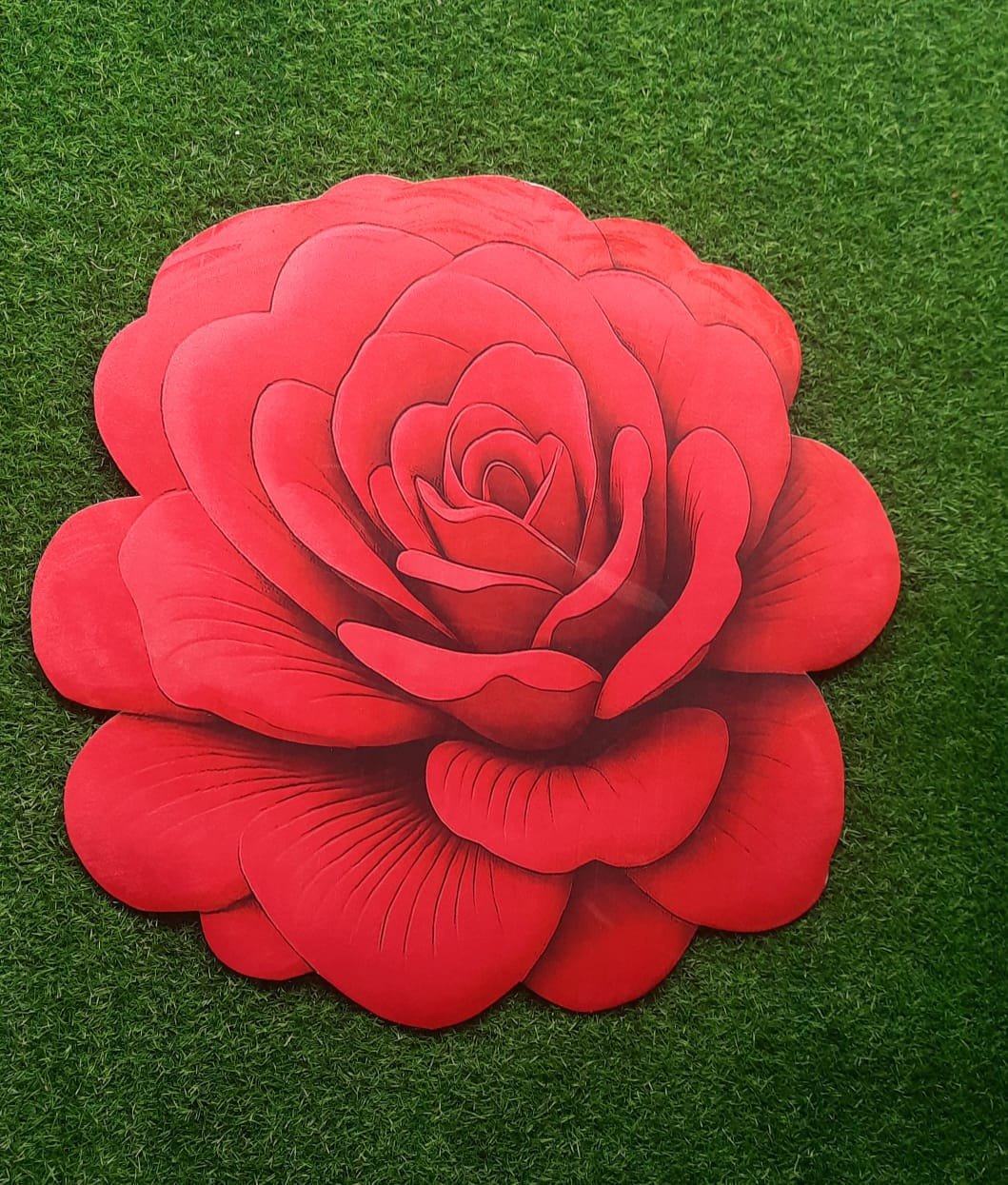 Red Rose Shaped Decorative Cushion