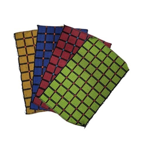 Woven Multicolour Checkered Table Mats Set (Pack of 3)