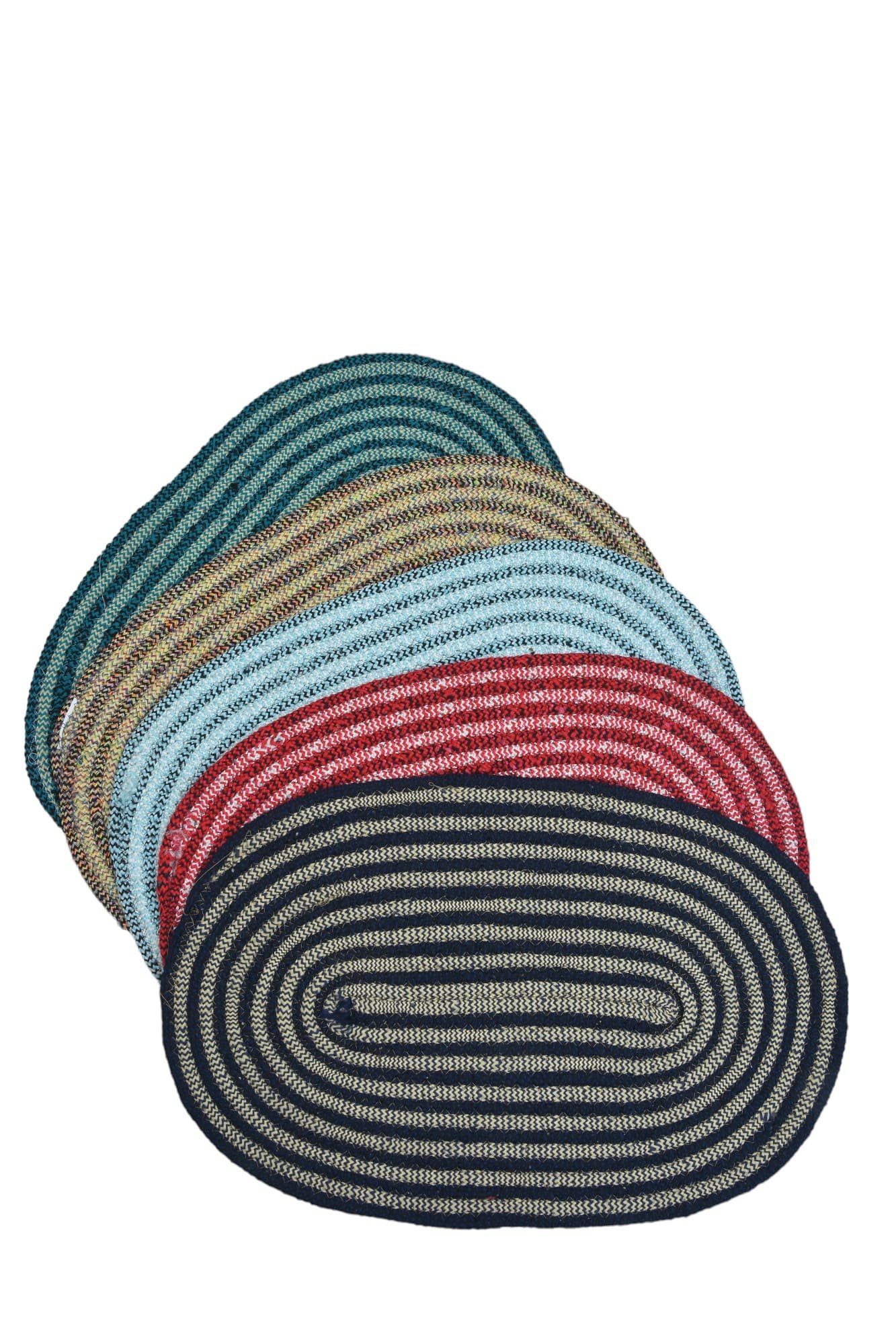 Teal Braided Oval Area Rug (Pack of 2)
