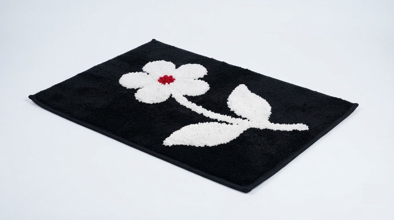RASI Lifestyle flower bath mat black