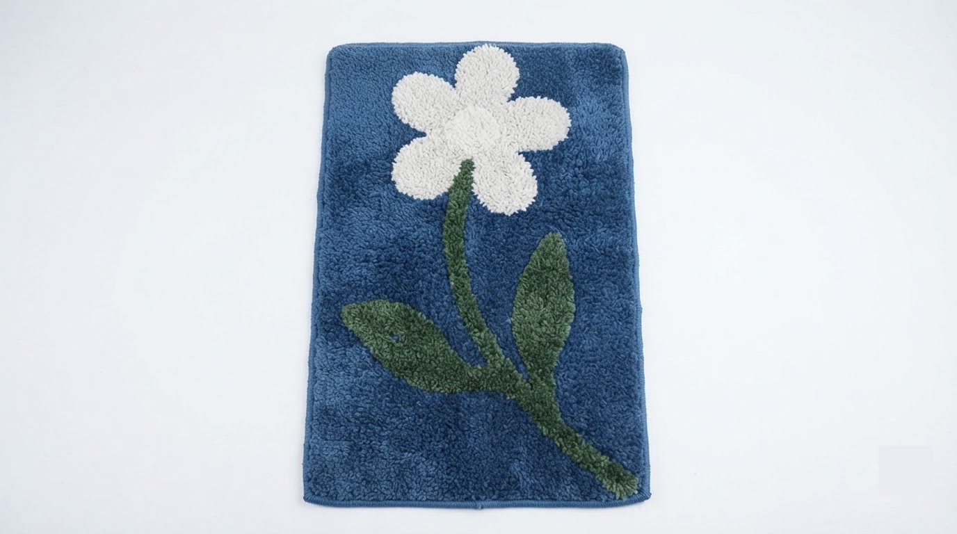 RASI Lifestyle flower bath mat blue