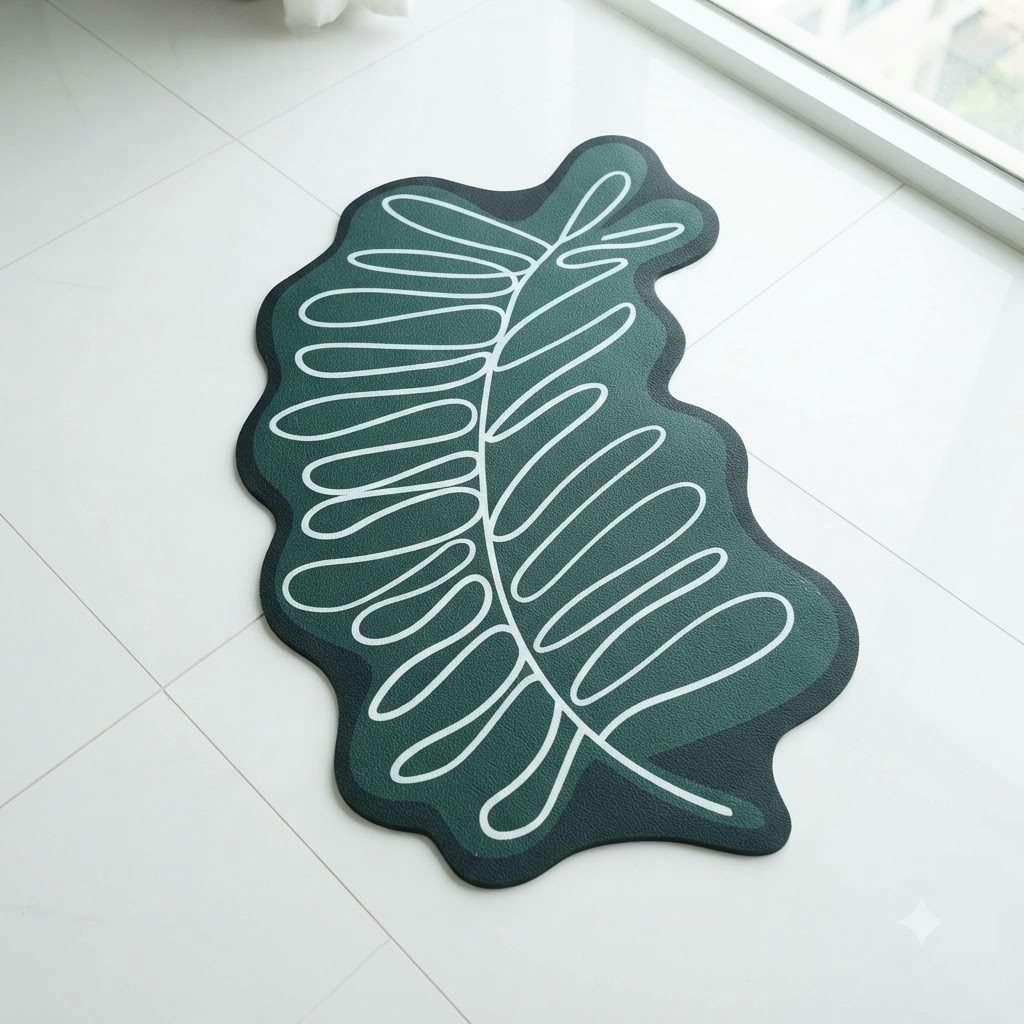 RASI Lifestyle leaf rubber mat dark leaf