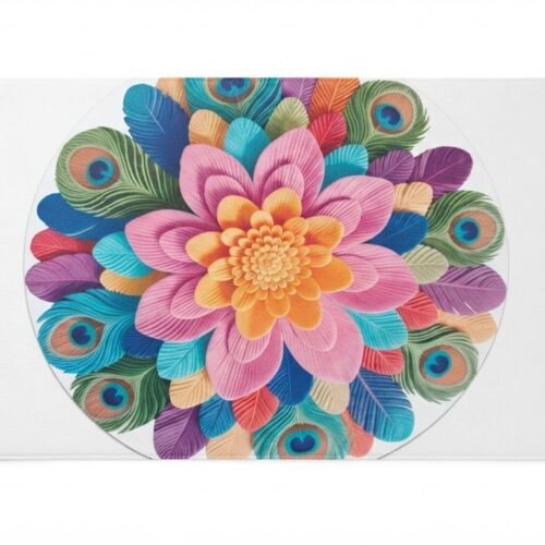 RASI Lifestyle pooja rubber mat peacock mandala