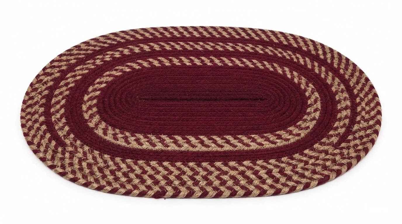 RASI Lifestyle rs014 braided oval doormat maroon beige
