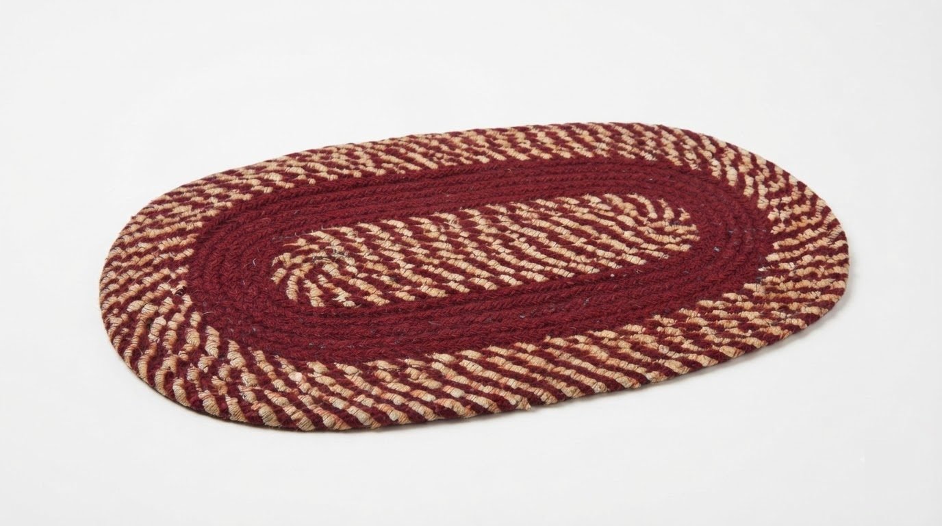 RASI Lifestyle rs014 braided oval doormat maroon