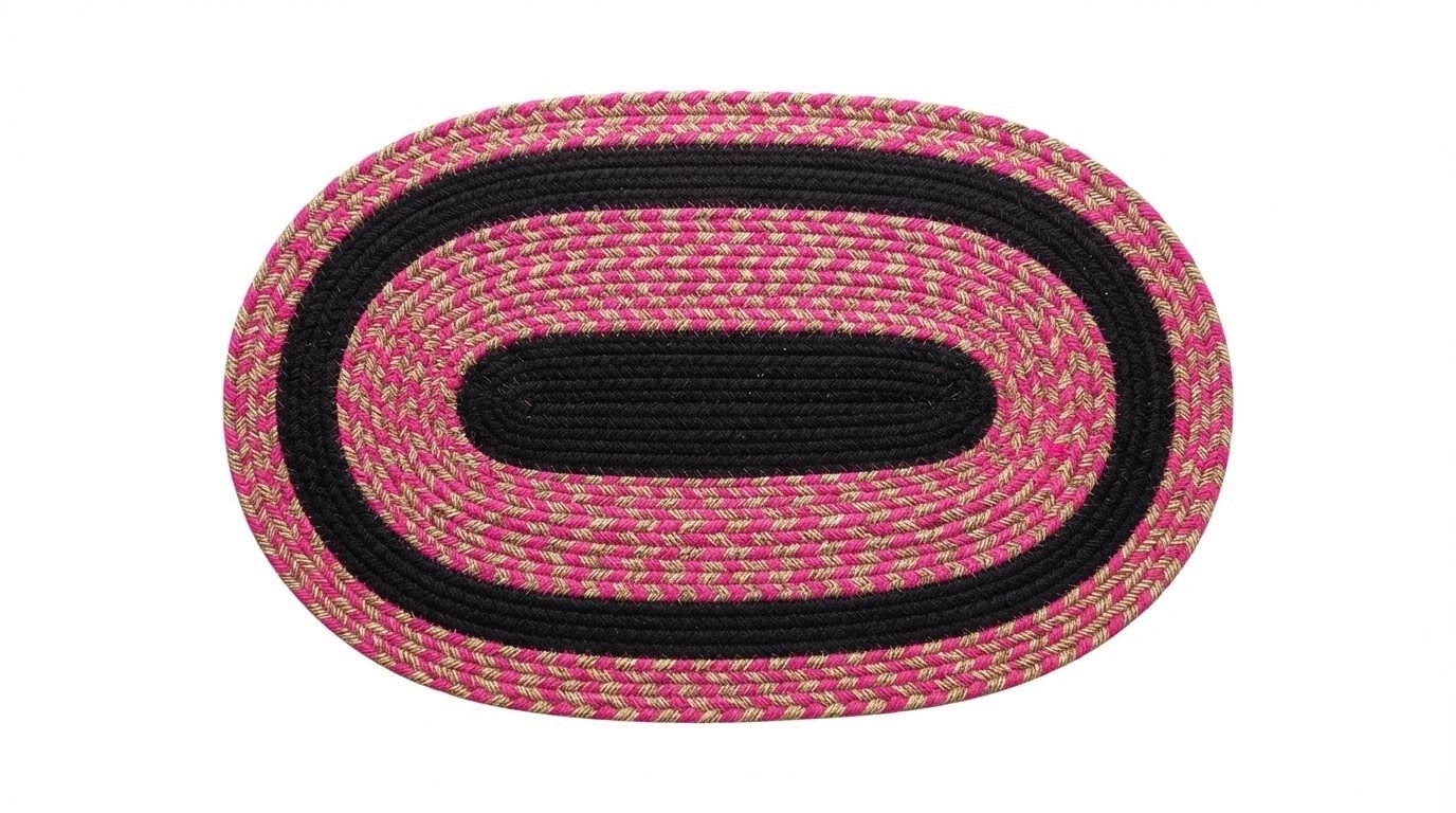 RASI Lifestyle rs014 braided oval doormat pink black