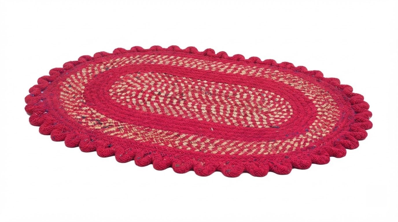 RASI Lifestyle rs017 crochet oval mat red
