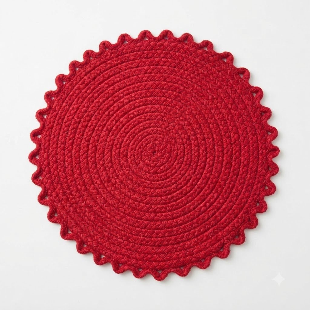 RASI Lifestyle rs018 round scalloped mat red